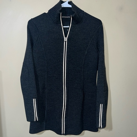 Athleta Sweater Coat Full Zip Chill Chaser Small Wool - Picture 3 of 5